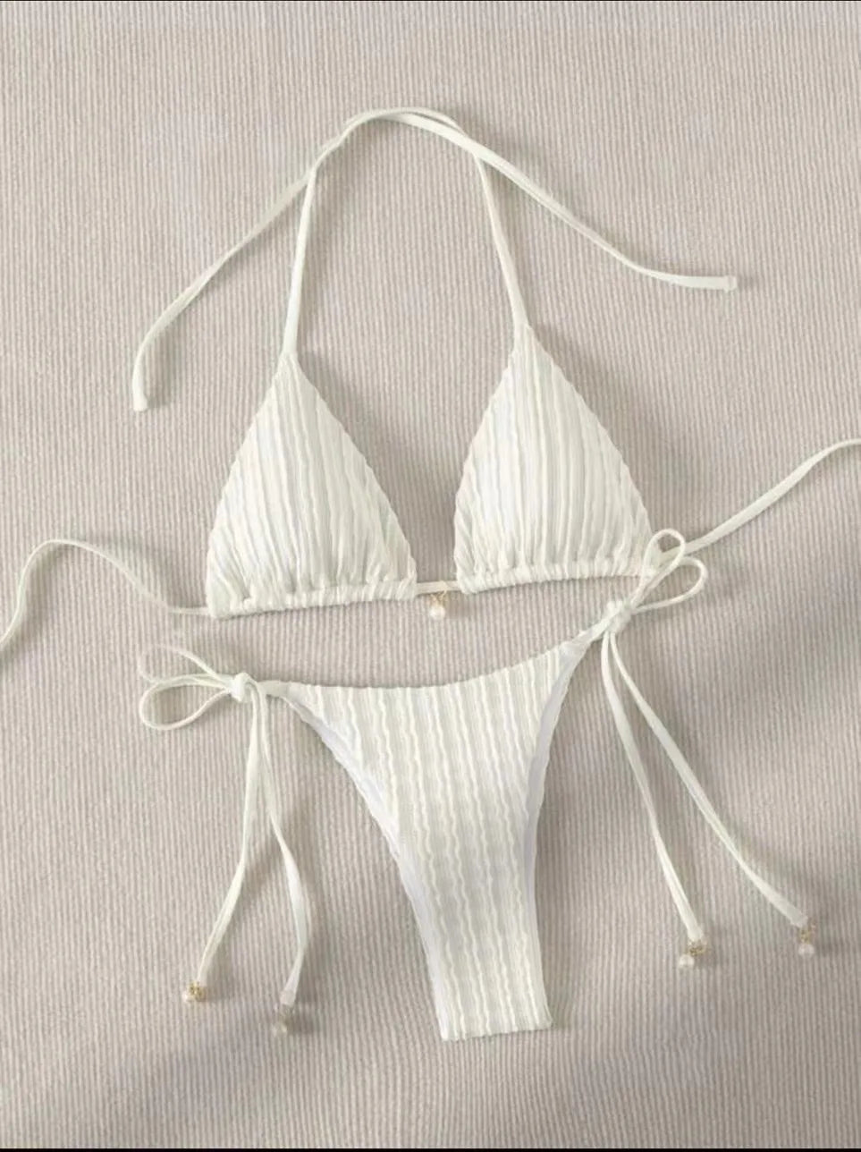 Sexy Ribbed Halter Micro Mini Bikini Set Bumr