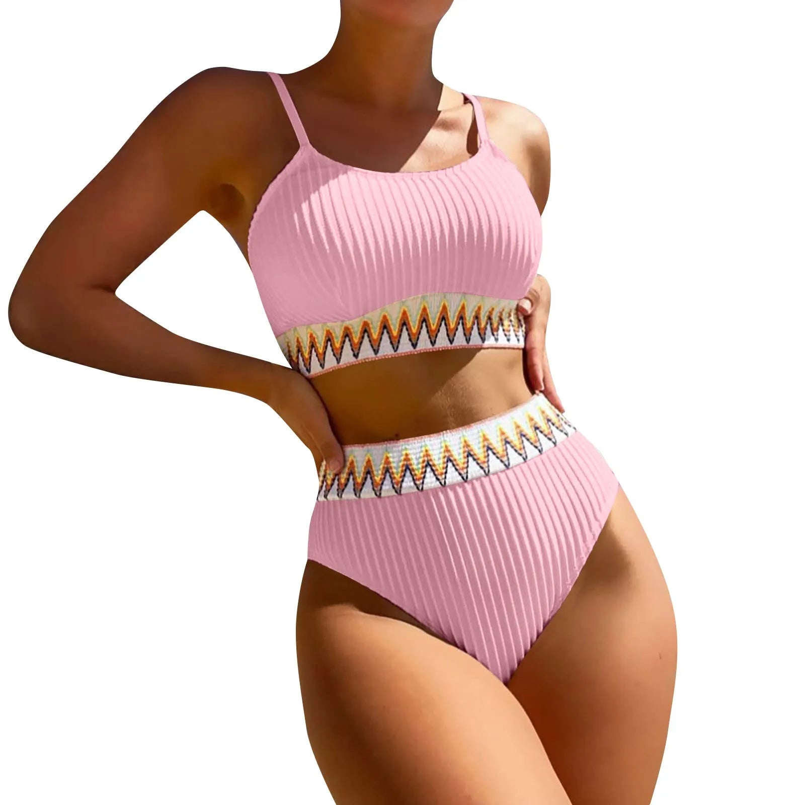 Women'S High Waist Bikini Set V Neck Bumr