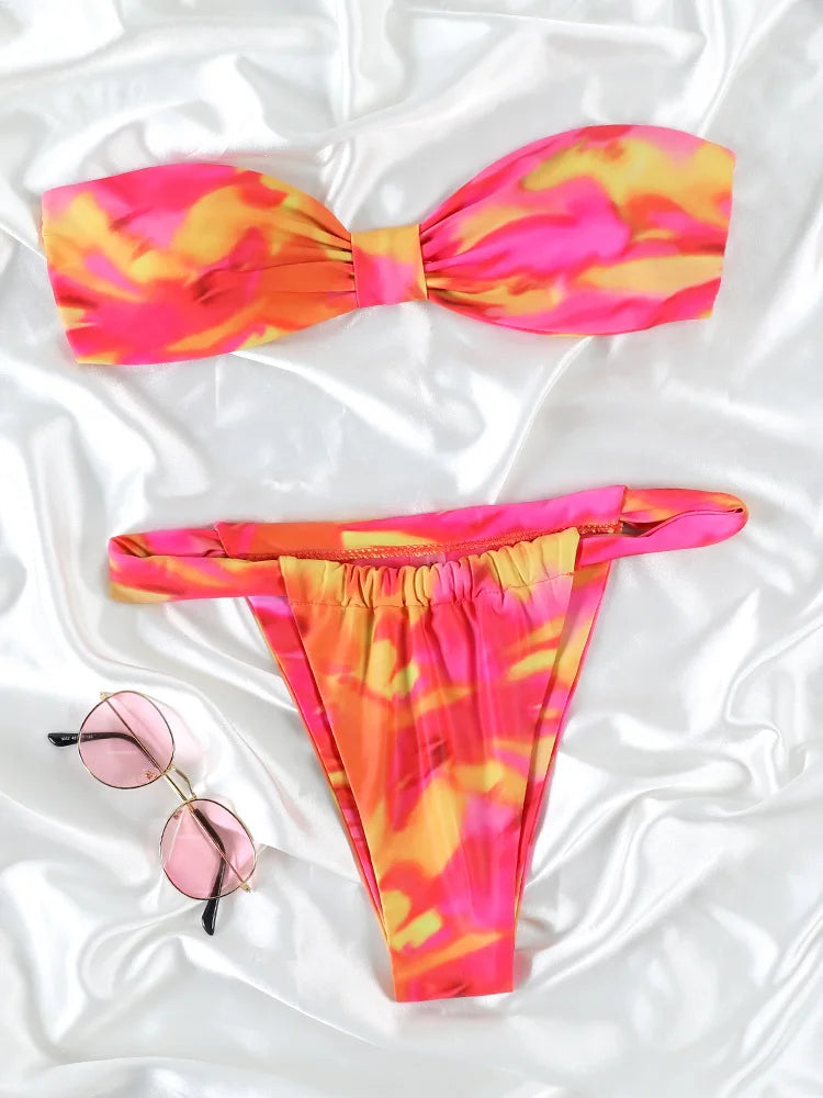 Print Beachwear Low Waist Bikini Set Bumr