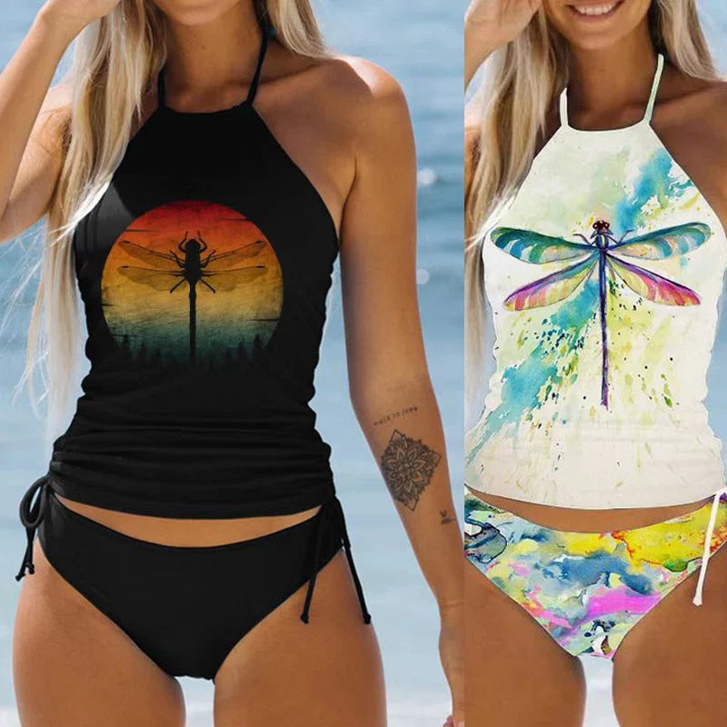 Women's Bathing Suit Coconut Drawstring Side Halter Neck Tankini Set Summer Beach Wear Cute Swimwear Women Swimsuit Sexy Bikini Bumr