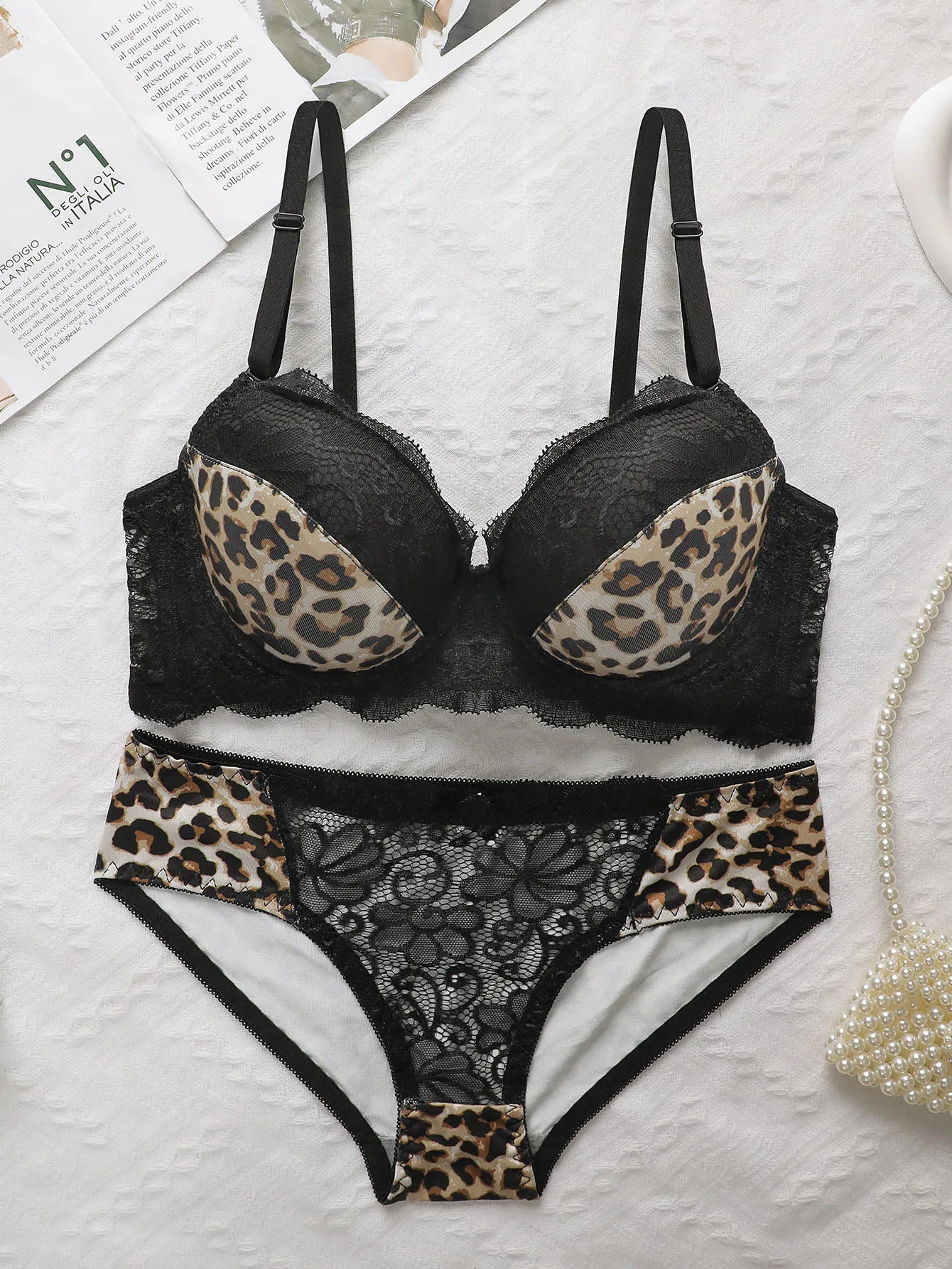 Leopard Print Lace Bralette Set Bumr