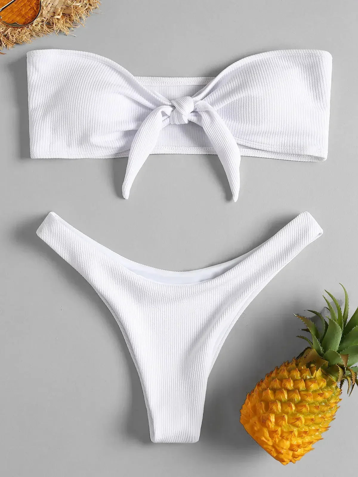 Women's Sexy Tube Top Bow Split Bikini Swimsuit Bumr