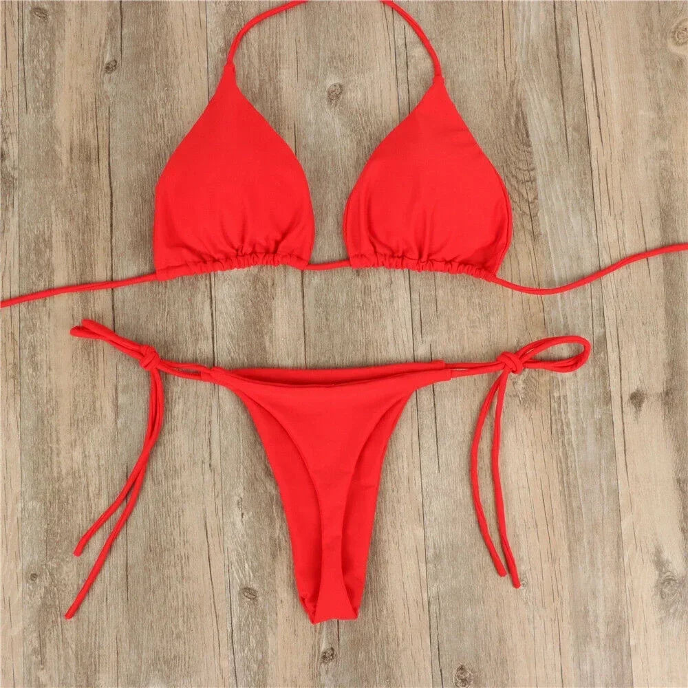 Women Bikini Set Sexy Side Tie Thong Swimsuit Bandage Style Bumr