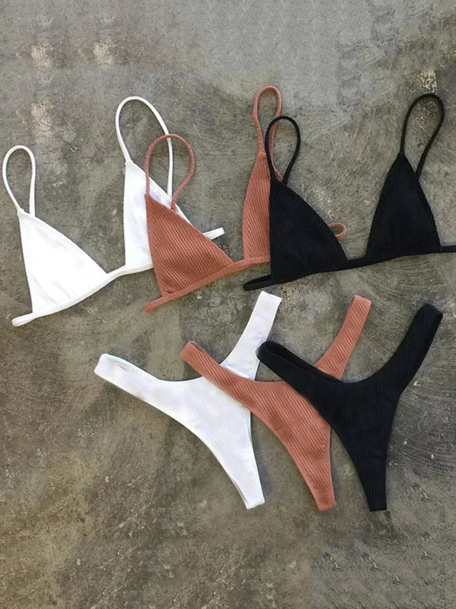 Bandeau Sexy High Cut Bikini Set Brazilian Swimsuit Bumr