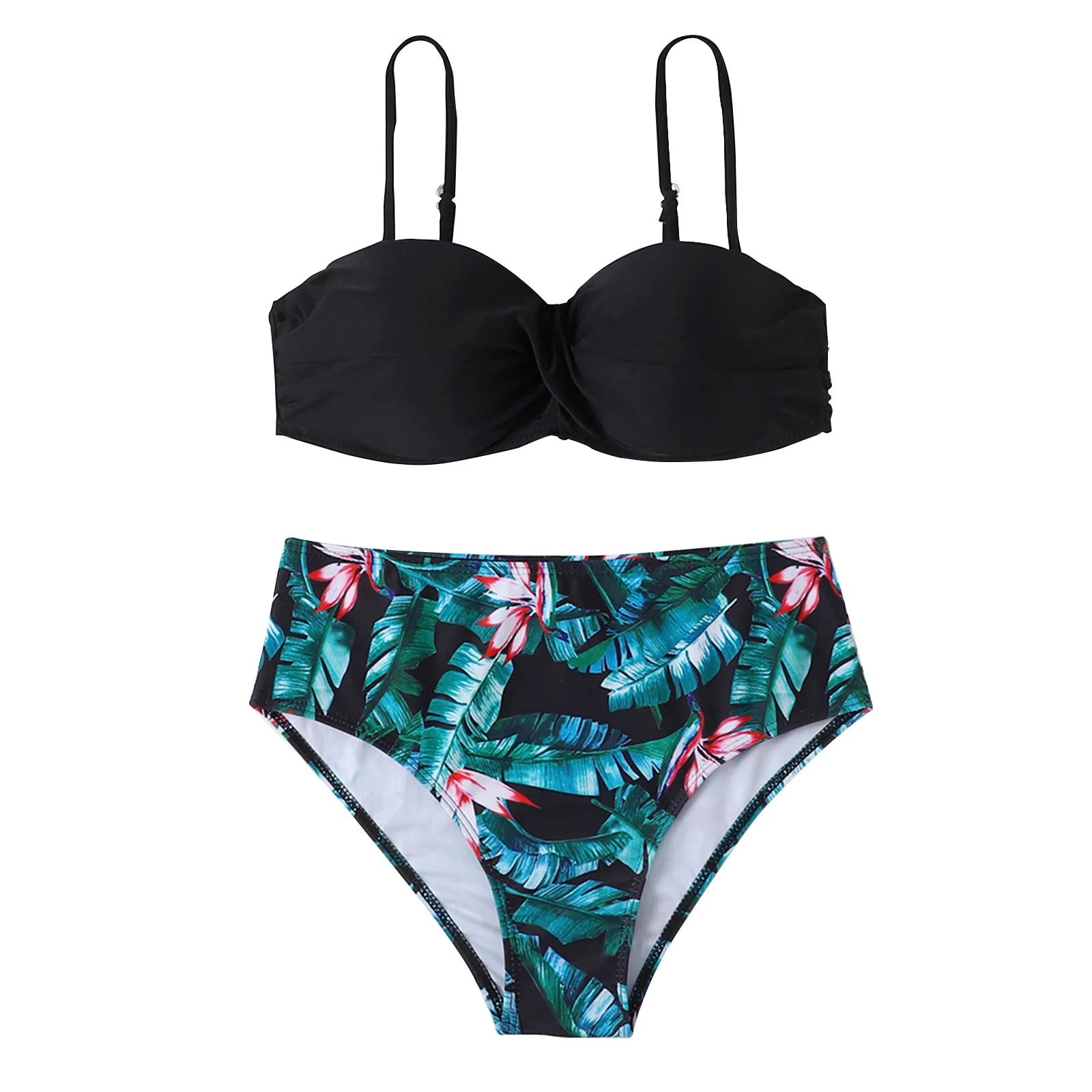 High Waist Sling Print Swimsuit Bikini Bumr